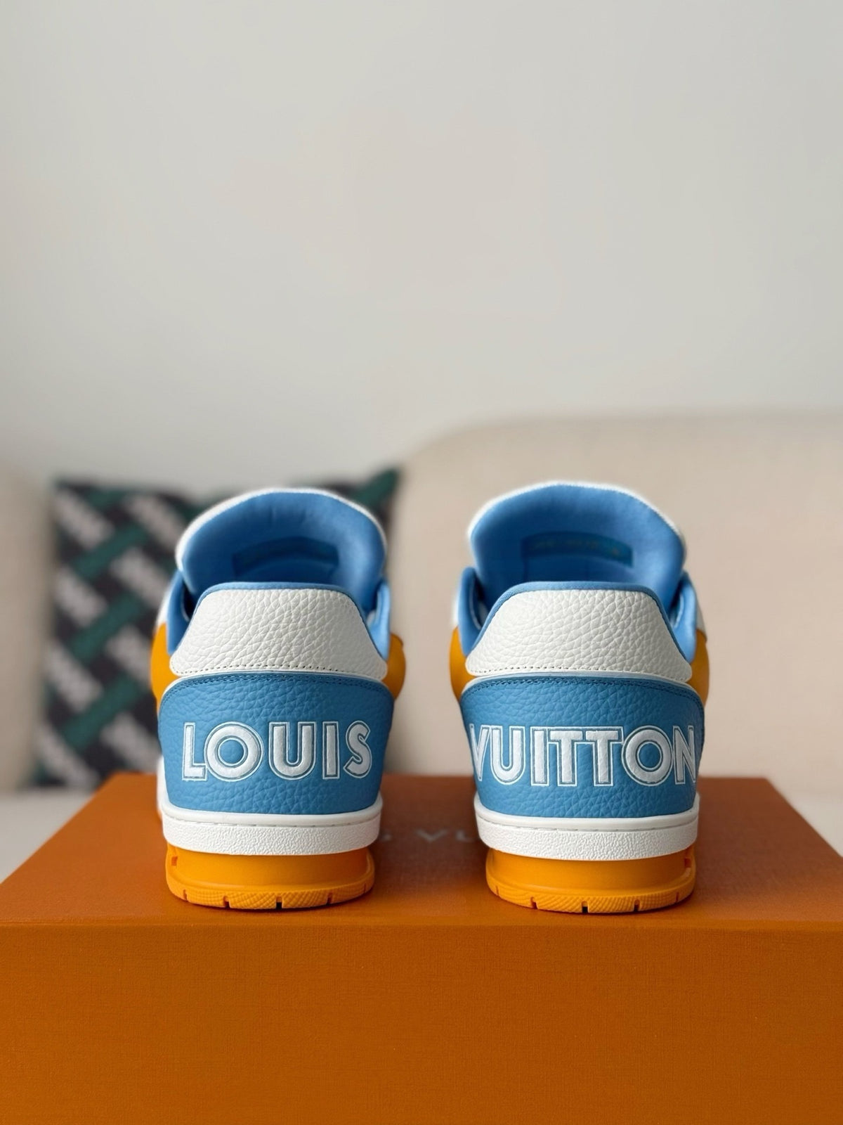 Blue White Yellow Colorblock Low-Top Sneakers