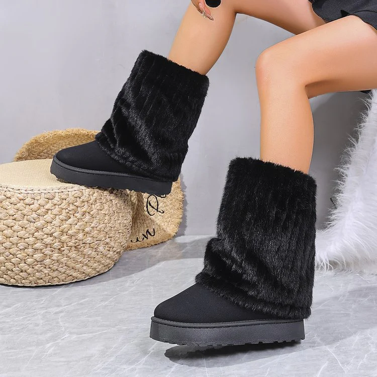 Women's SnugLift Mid Boots - Thermal Platform Snow Boots with Faux Fur