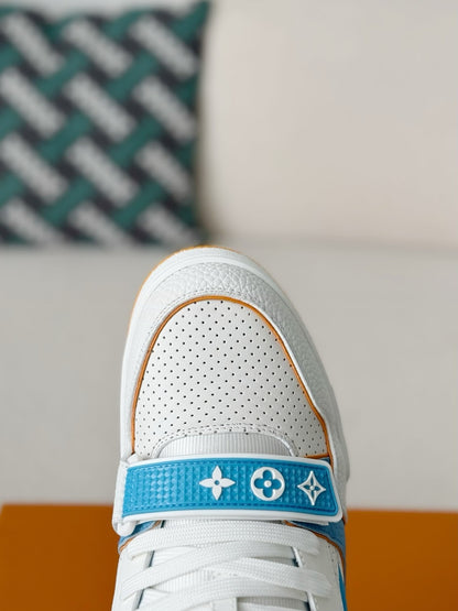 Blue White Yellow Colorblock Low-Top Sneakers