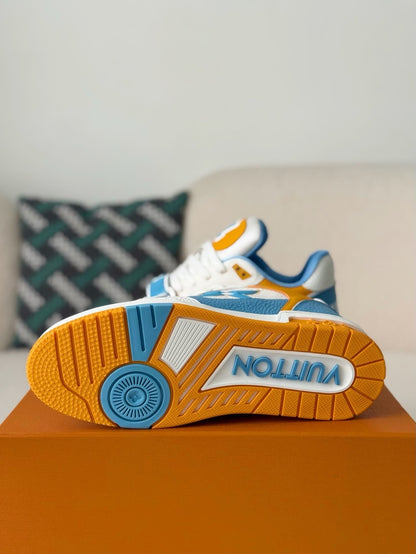Blue White Yellow Colorblock Low-Top Sneakers