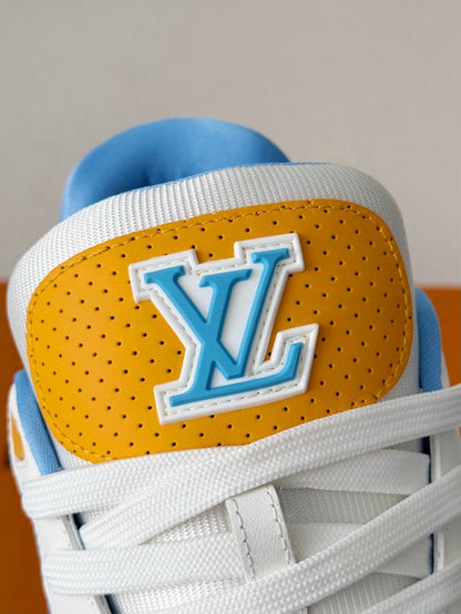 Blue White Yellow Colorblock Low-Top Sneakers